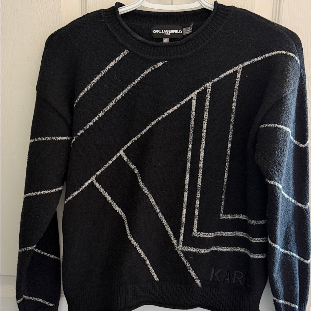 Karl Lagerfeld Black Sweater with Silver Detailing